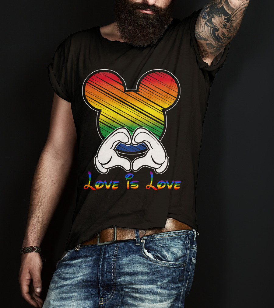 Love Is Love Rainbow Mickey Heart Hands T-Shirt