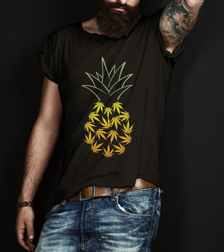 Weed Pineapple Cannabis Leaf Fusion T-Shirt