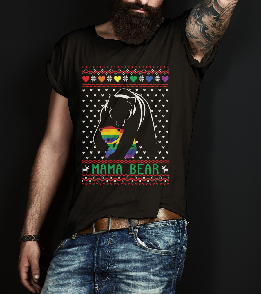 Mama Bear Rainbow Heart Pride T-Shirt