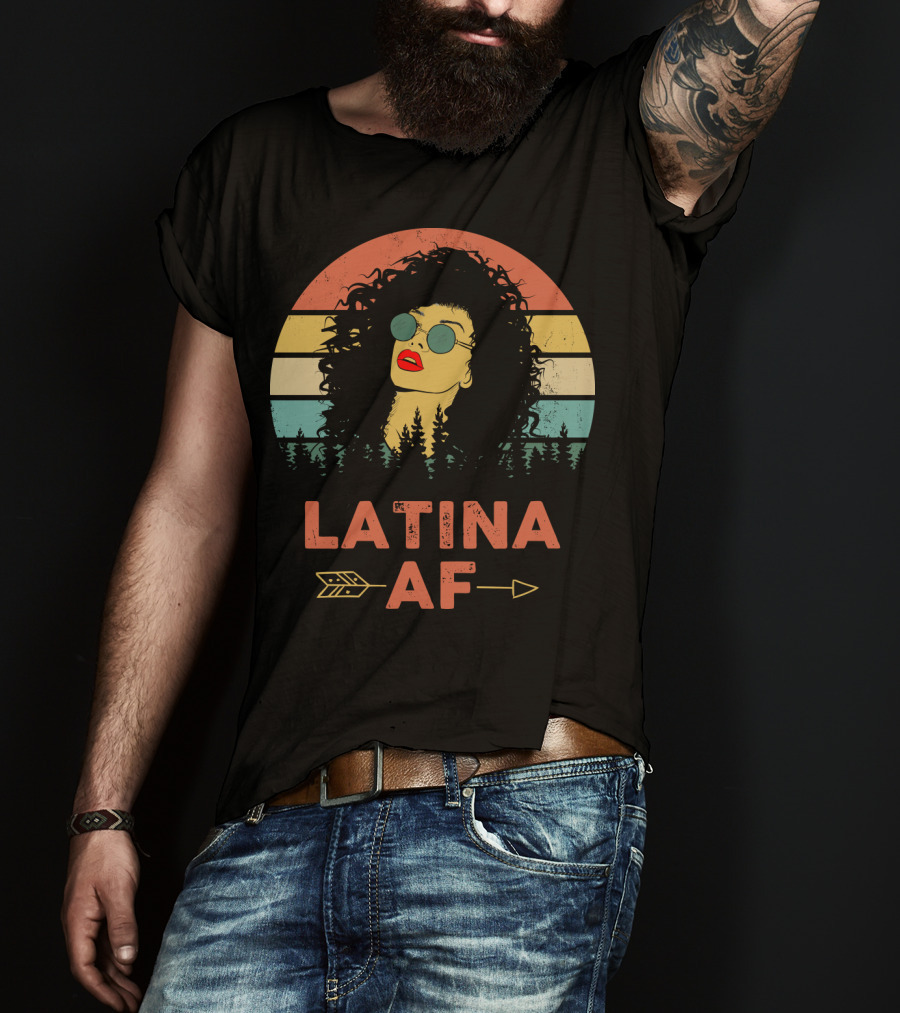 LATINA AF Retro Sunset With Stylized Woman And Arrow T-Shirt