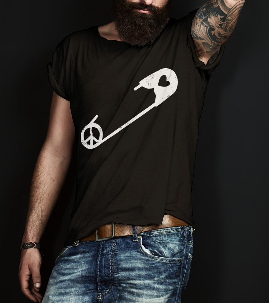 Peace Heart Safety Pin T-Shirt