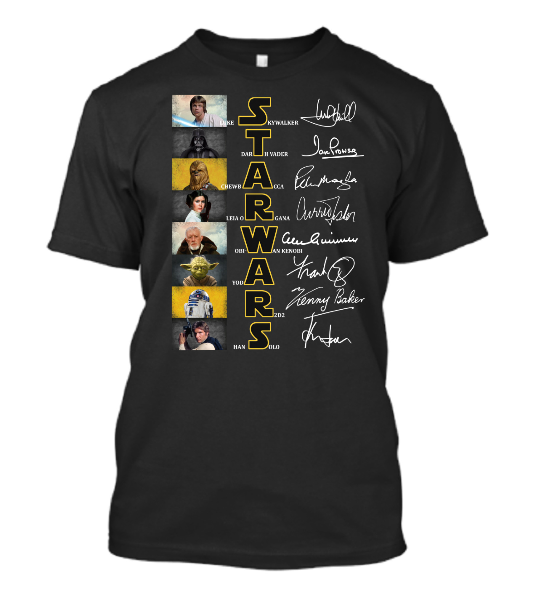 Star Wars Characters Iconic Names And Signatures T-Shirt