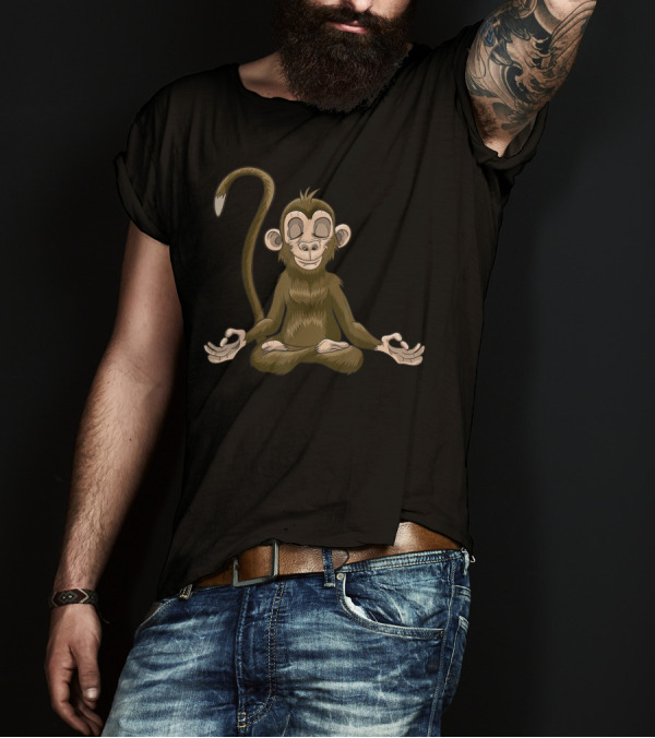 Yoga Monkey Meditating Funny Animal Yogi T-Shirt