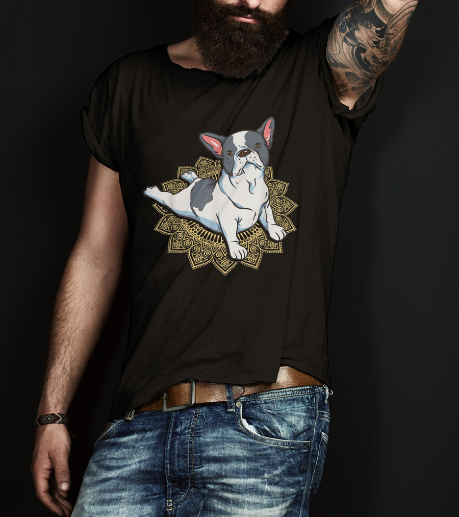 French Bulldog Yoga Frenchie Namaste Spiritual Mandala Pose T-Shirt