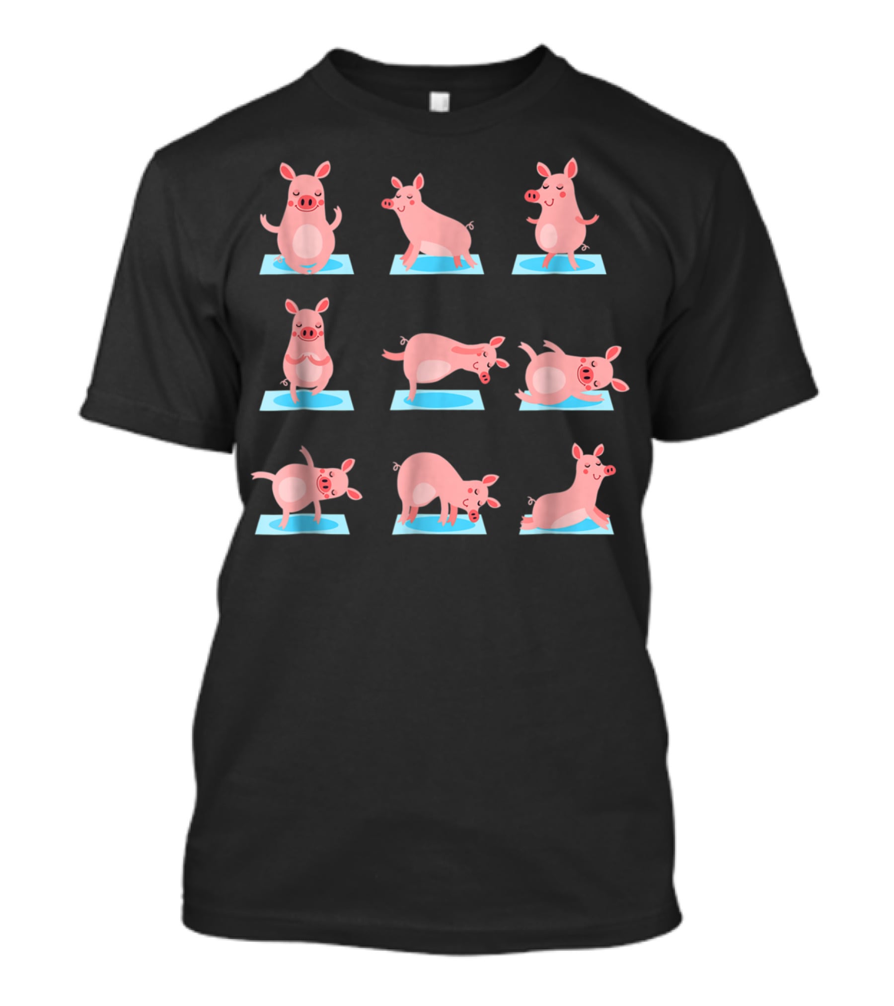 Funny Pig Yoga Poses On Yoga Mats T-Shirt