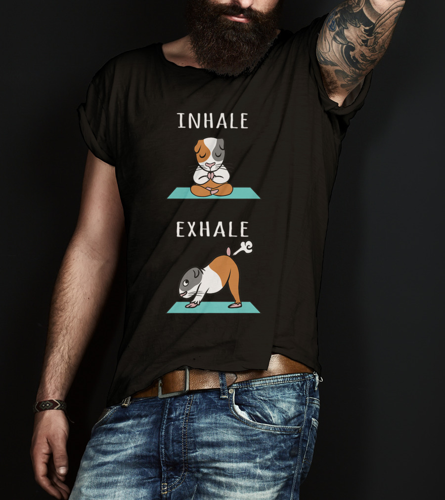Guinea Pig Yoga Inhale Exhale Funny Pet Meditation T-Shirt
