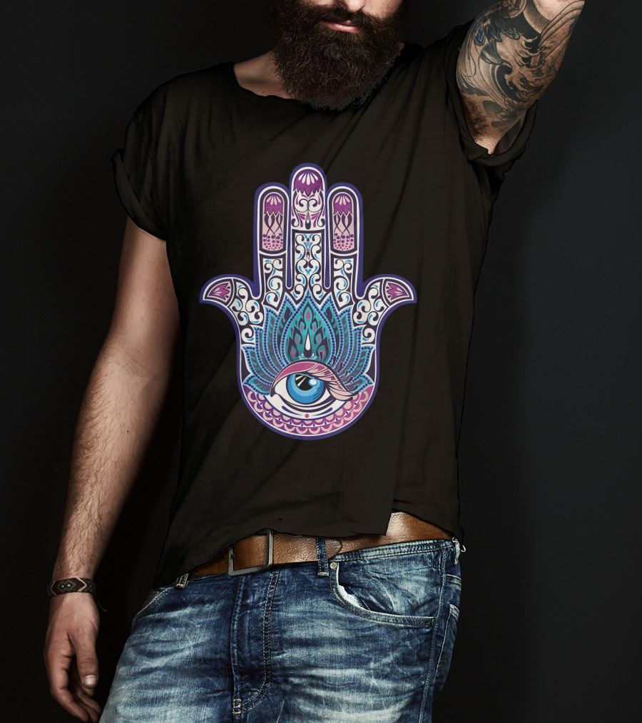 Hamsa Mandala Eye Hand Of Fatima Womens Yoga Iconic T-Shirt