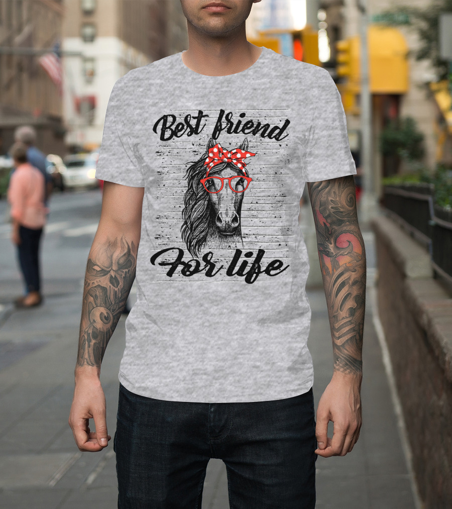 Best Friend For Life Horse With Red Polka Dot Bow And Glasses T-Shirt