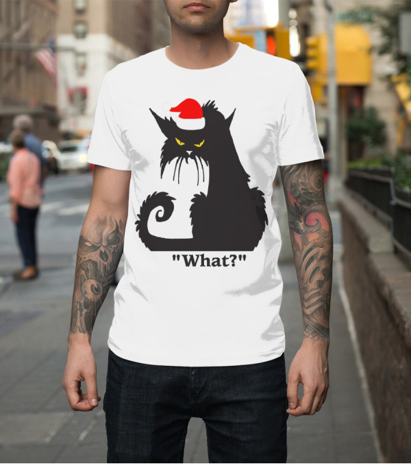Shirt: What Cat with Santa Hat T-Shirt What Cat with Santa Hat T-Shirt
