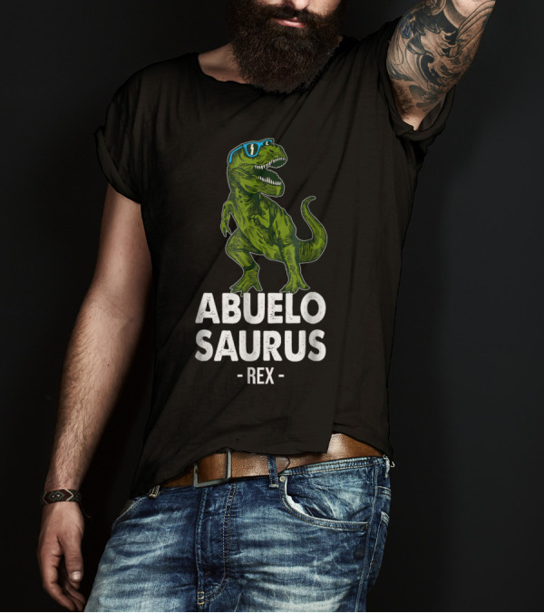 Abuelo Saurus Rex Halloween Day Abuelosaurus With Dinosaur Wearing Sunglasses T-Shirt