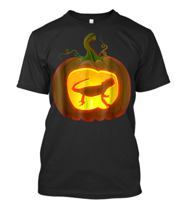 Bearded Dragon Carved Pumpkin Silhouette Halloween T-Shirt