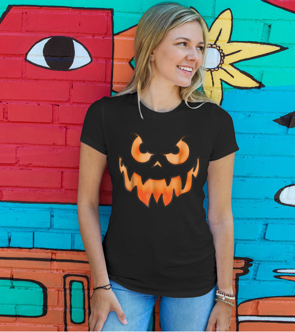 Burning Ghoul Screaming Halloween Tie Dye Pumpkin Face T-Shirt