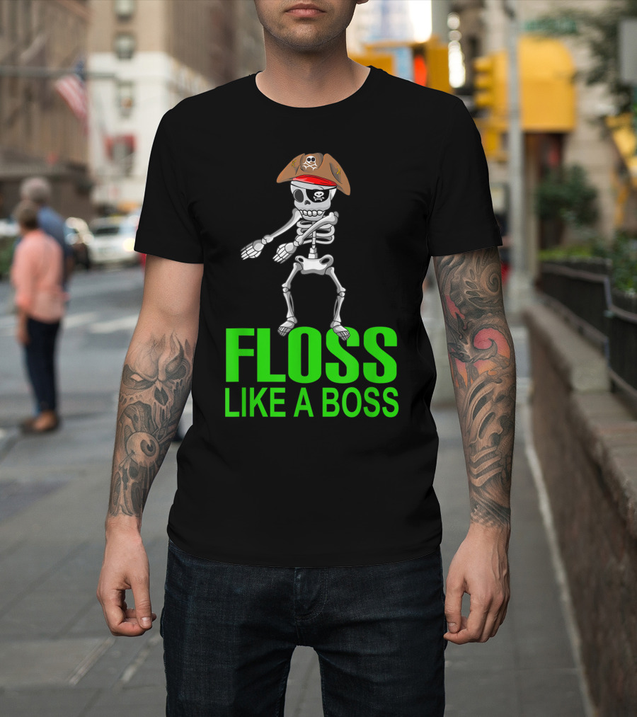 Floss Like A Boss Skeleton Pirate with Hat T-Shirt
