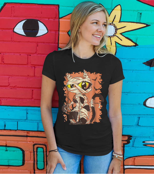 Funny Cat Mummy Halloween Crazy Cat Lady Costume T-Shirt