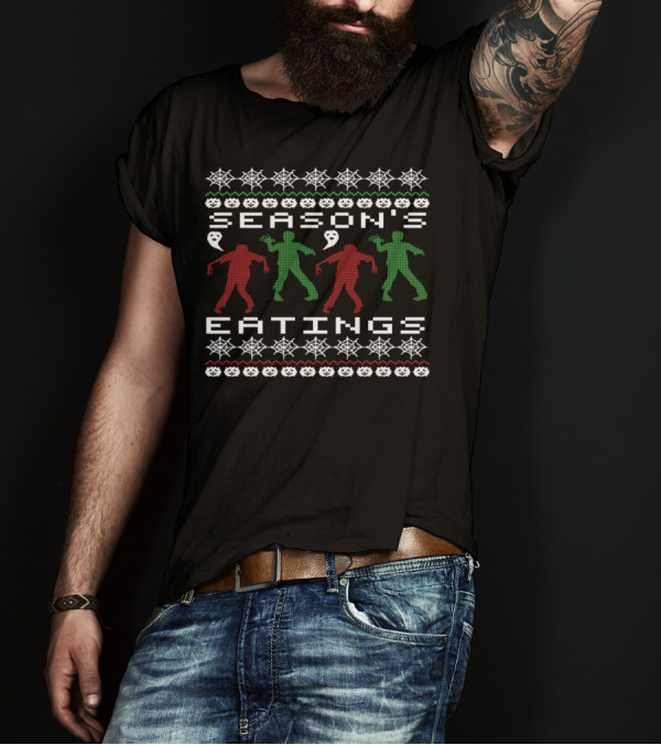 Season's Eatings Halloween Christmas Zombie Ugly T-Shirt