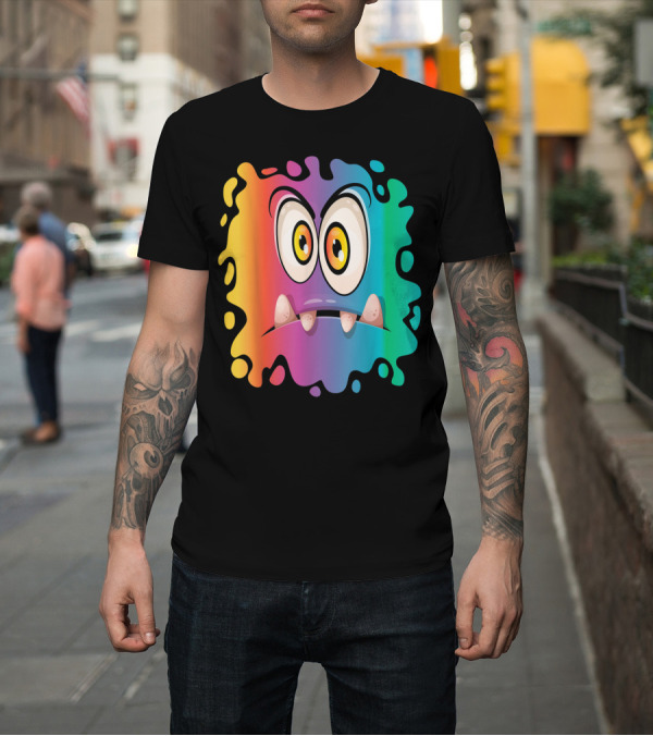 Shirt: Monster Face Colorful Expression T-Shirt Monster Face Colorful Expression T-Shirt