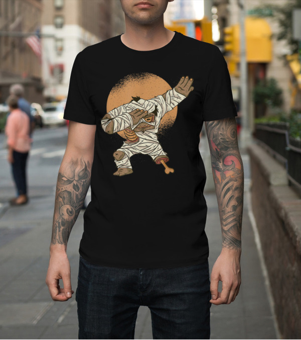 Shirt: Retro Vintage Mummy Zombie Dab Dance Moon Background T-Shirt Retro Vintage Mummy Zombie Dab Dance Moon Background T-Shirt
