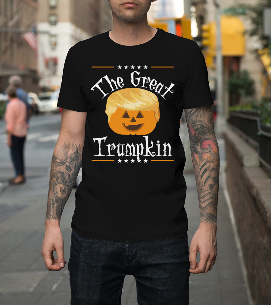 The Great Trumpkin Funny Make Pumpkin Head with Hair Text T-Shirt
