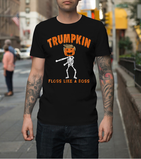 Shirt: Trumpkin Halloween Skeleton Floss Like A Boss T-Shirt Trumpkin Halloween Skeleton Floss Like A Boss T-Shirt