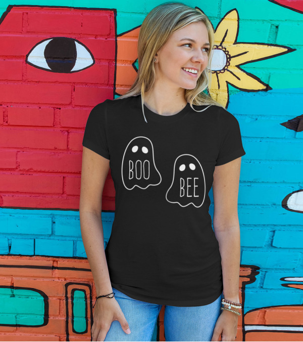 Boo Bee Halloween Ghost Breast Cancer Awareness T-Shirt
