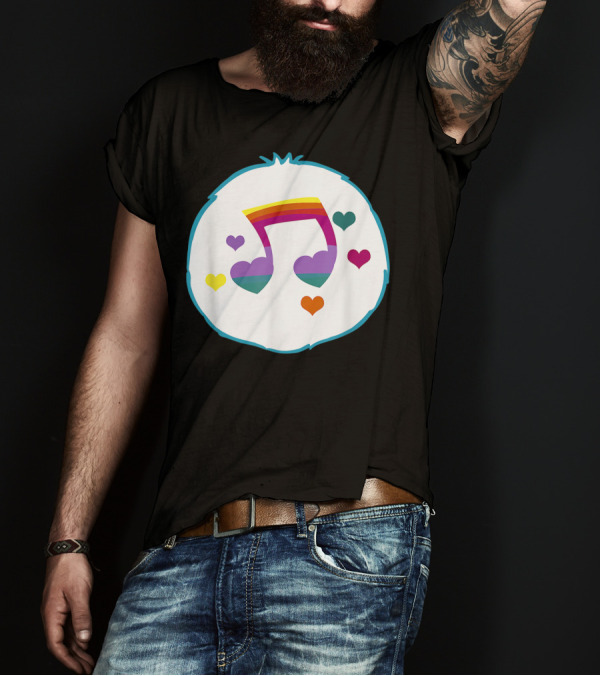 Bear Costume Funny Hopeful Heart Rainbow Musical Note T-Shirt