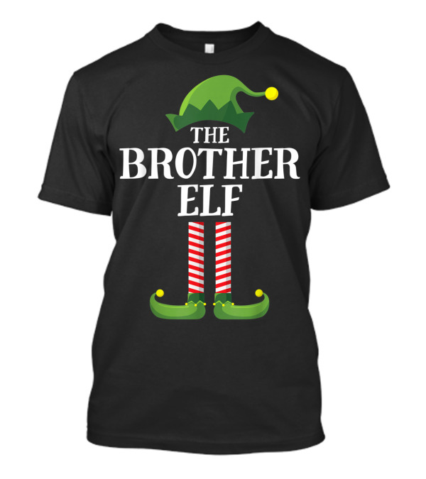 The Brother Elf Matching Family Group Christmas Costume Hat And Striped Shoes T-Shirt