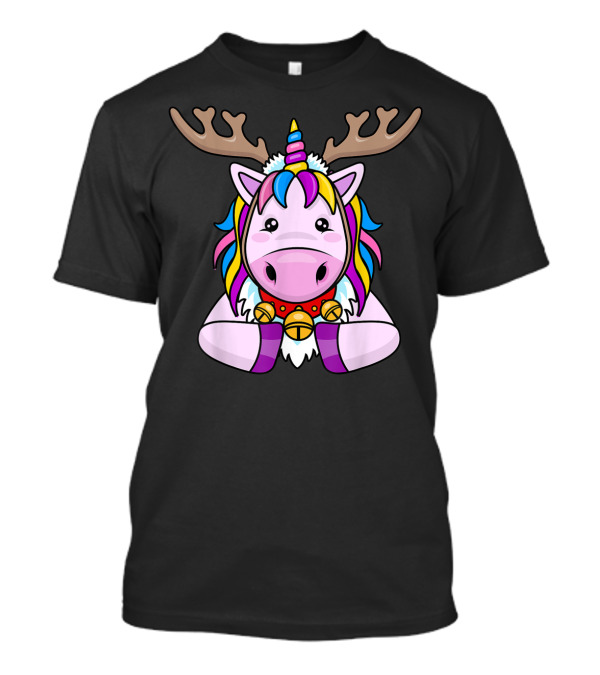 Unicorn Christmas Reindeer Animal Lovers Yule Festive Holiday Magic T-Shirt