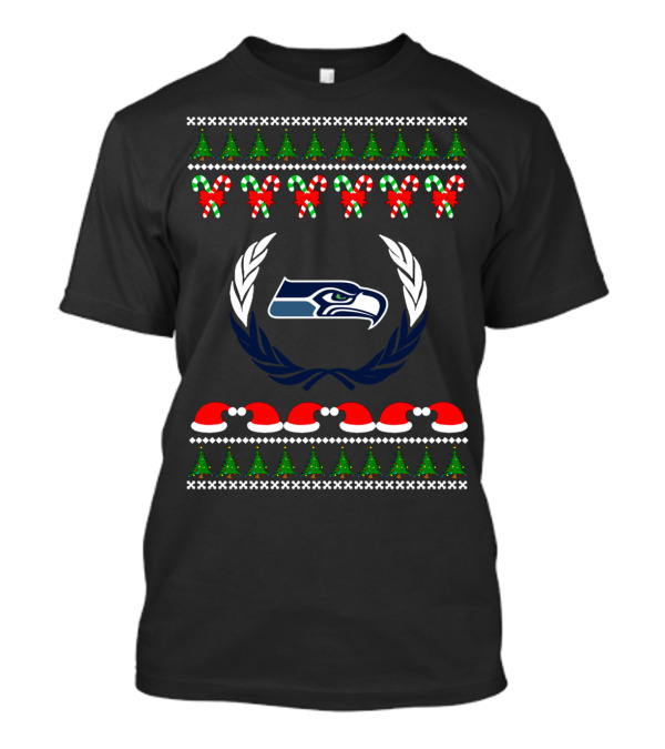 Christmas Ugly Football Team Seahawks Festive T-Shirt