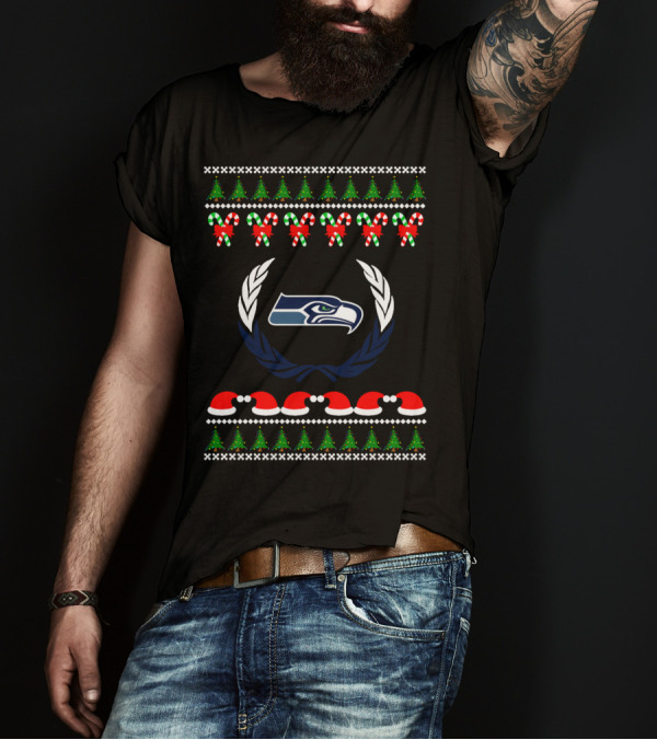 Christmas Ugly Football Team Seahawks Festive T-Shirt