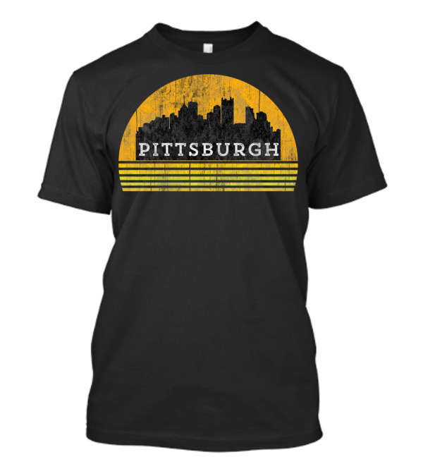 Pittsburgh Black Skyline City Yinzers Yellow Circle T-Shirt