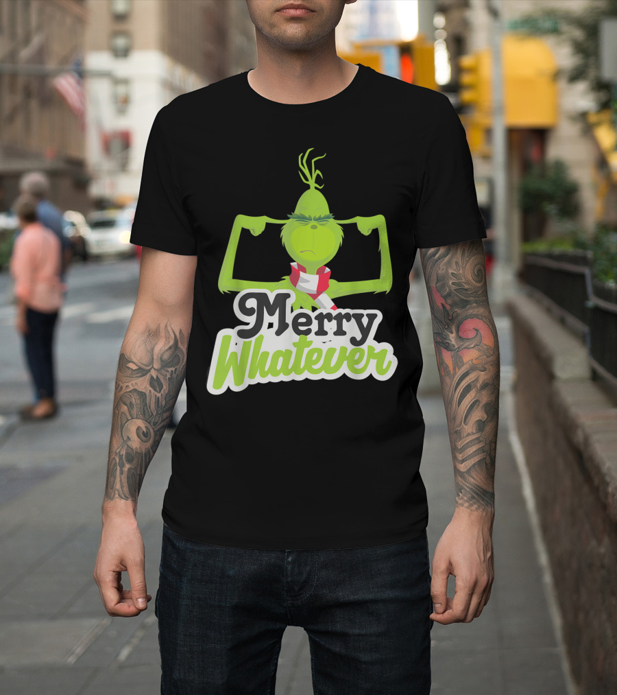 Drseuss The Grinch Merry Whatever Flexing with Scarf T-Shirt