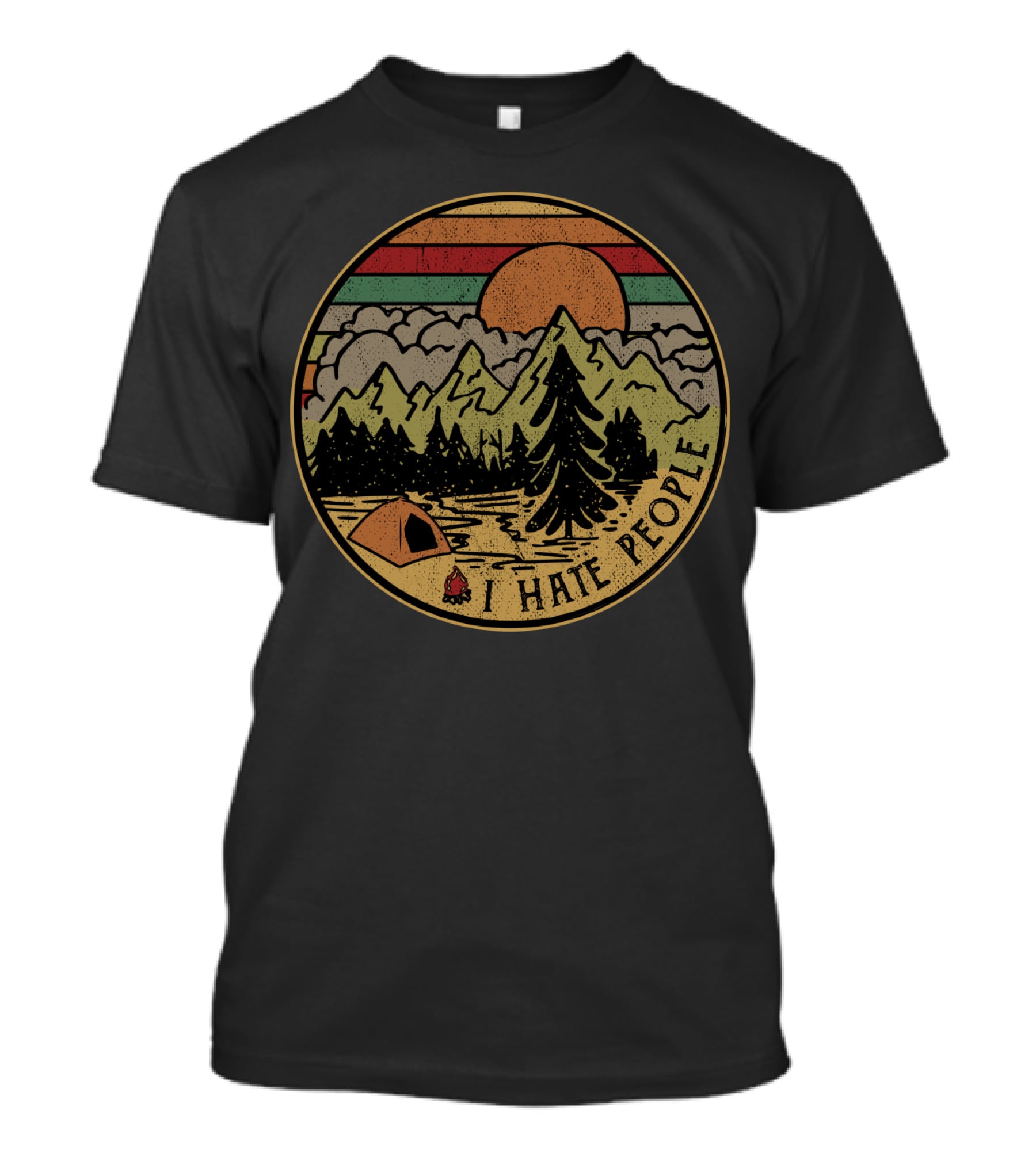 I Hate People Mountains Camping Sunset T-Shirt