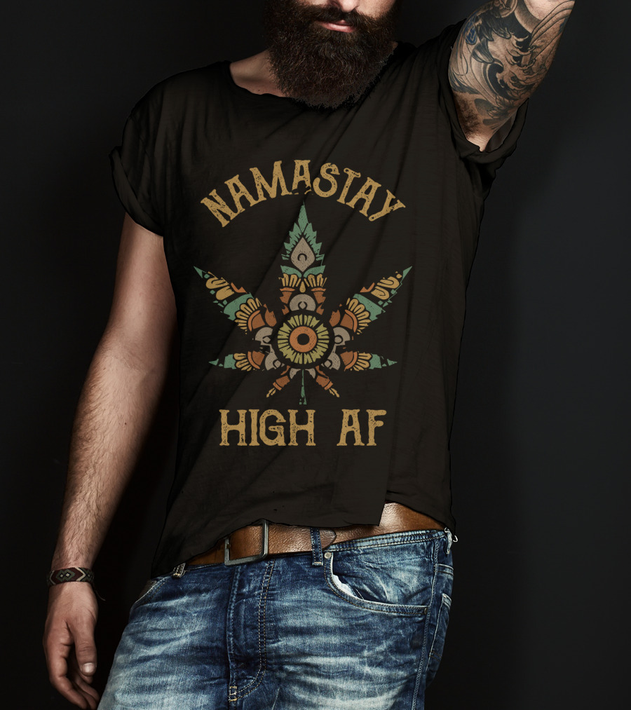 Namastay High AF Cannabis Mandala Leaf T-Shirt