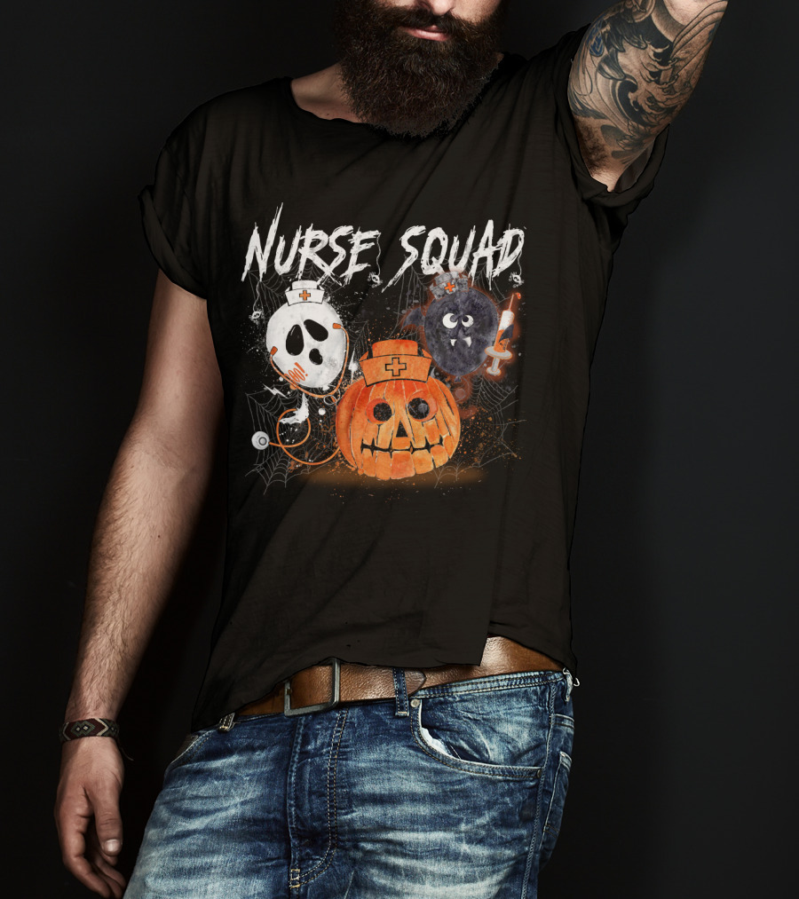 Nurse Squad Halloween Pumpkin Ghost Bat Vampire T-Shirt