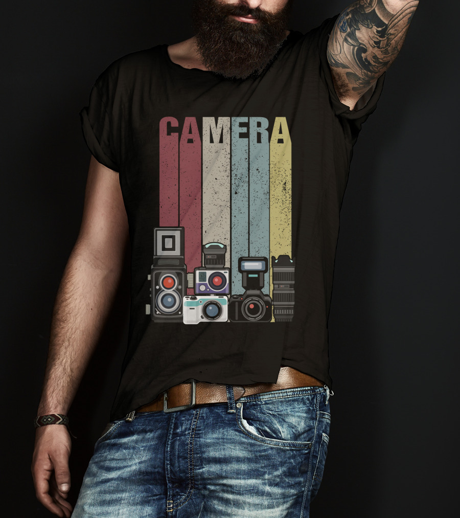 Camera Vintage Photography Equipment Retro Style Valentine's Day Gift T-Shirt