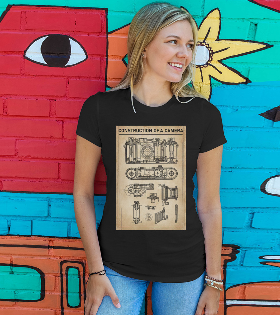 Construction Of A Camera Blueprint Diagram T-Shirt