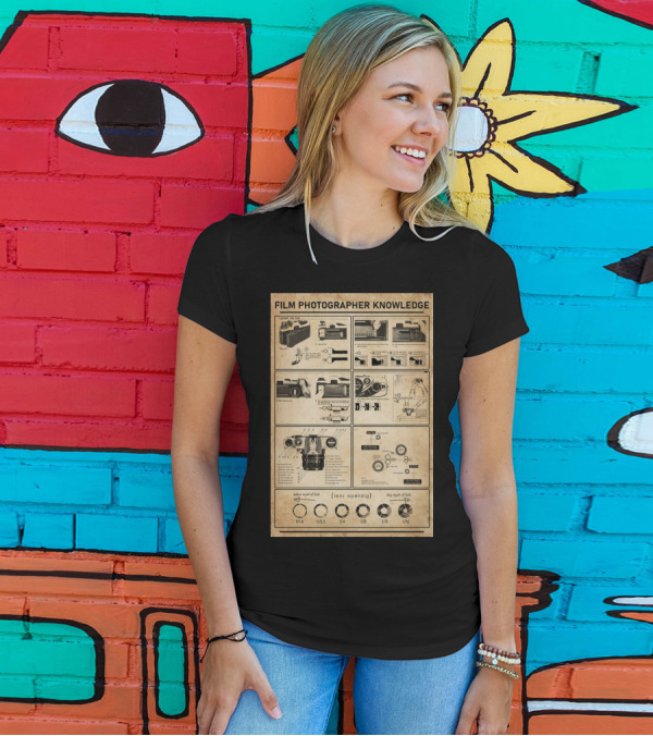 Film Photographer Knowledge Vintage Camera Instructions Lens Aperture Guide T-Shirt