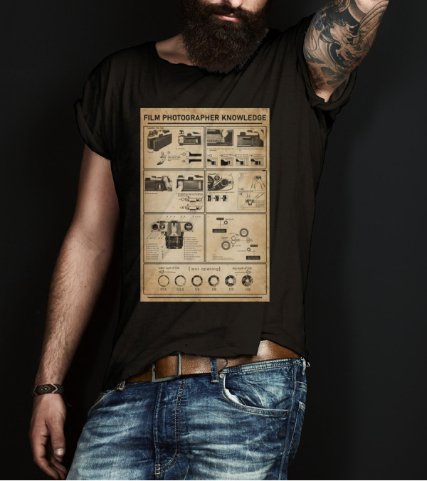 Film Photographer Knowledge Vintage Camera Instructions Lens Aperture Guide T-Shirt