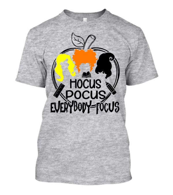 Hocus Pocus Everybody Focus Apple Hair Silhouettes Book Pencil Ruler T-Shirt