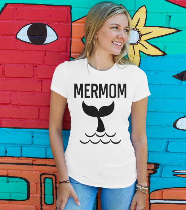 Mermom Whale Tail Ocean Waves T-Shirt