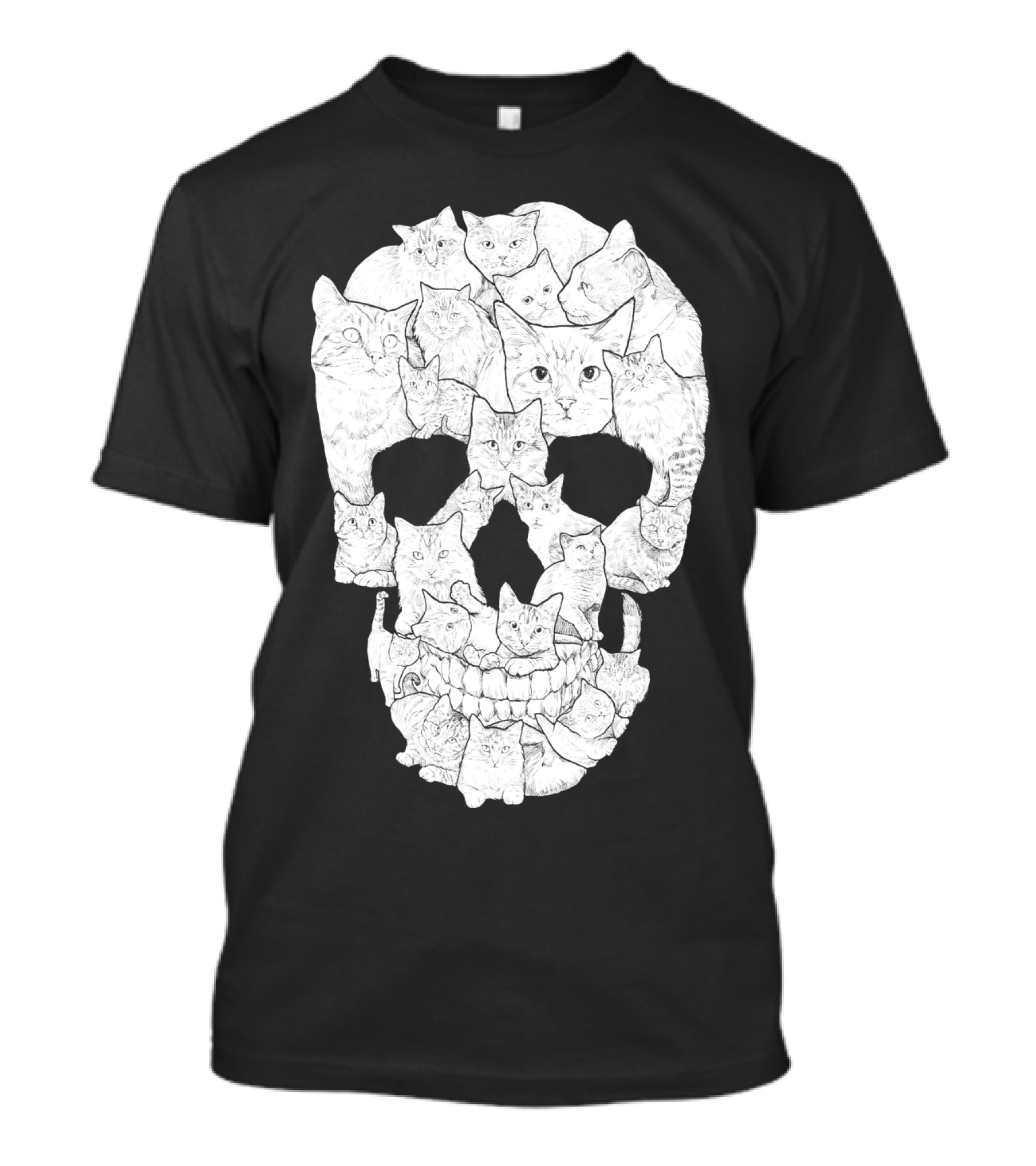 Skull Cats Optical Illusion Cat Face Skull Compilation T-Shirt