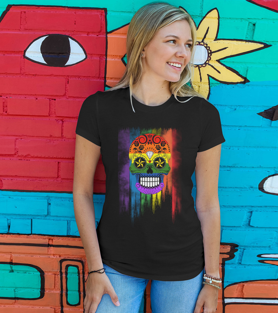 Skull Star Diamond Rainbow Sugar Skull T-Shirt