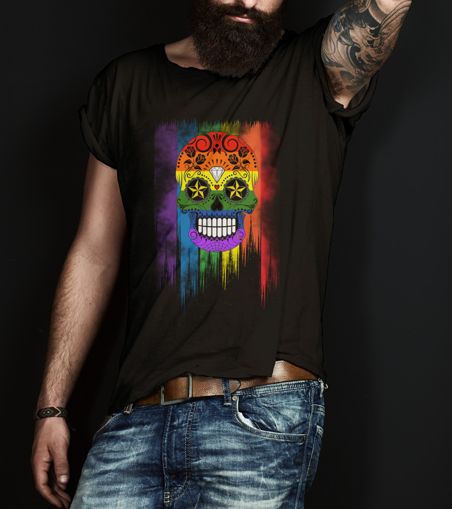 Skull Star Diamond Rainbow Sugar Skull T-Shirt