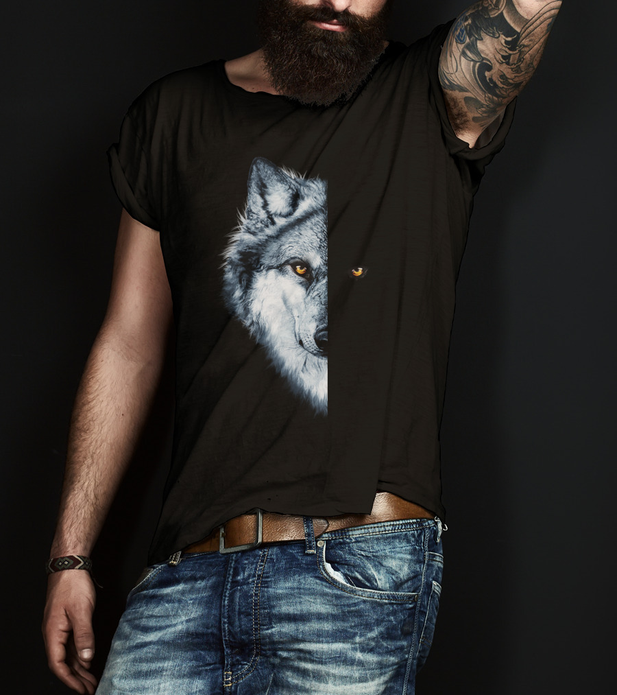 Wolf 2 Faces Half Hidden Dual Glare T-Shirt
