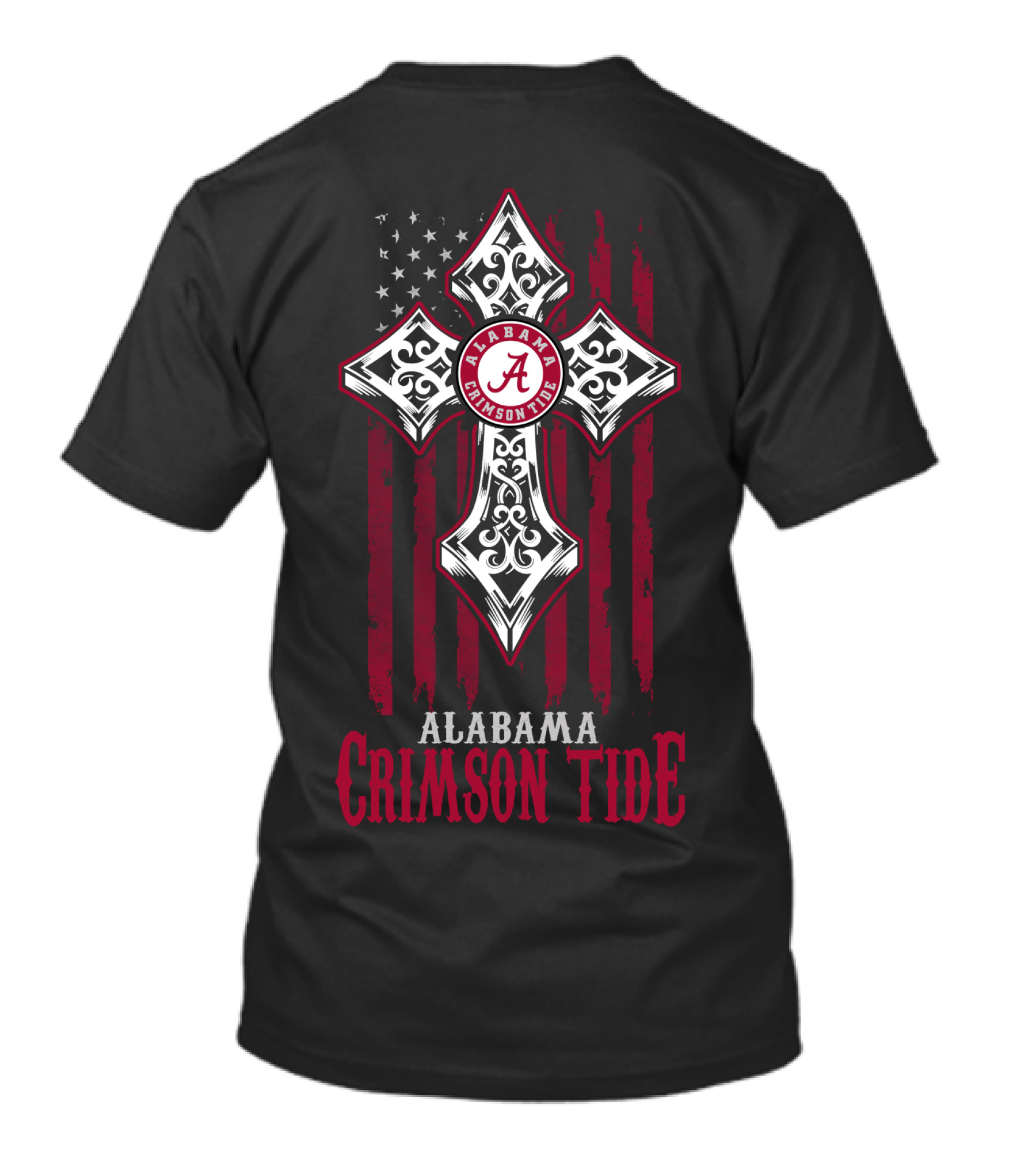 Alabama Crimson Tide Cross With American Flag And Script A T-Shirt