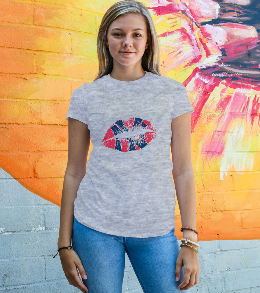 New York Yankees Lip Print Union Jack Flag Style T-Shirt