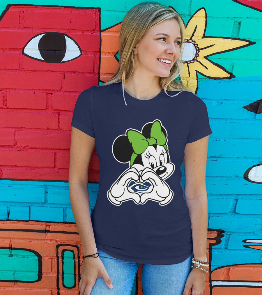 Minnie Mouse Heart Hands Seattle Seahawks T-Shirt
