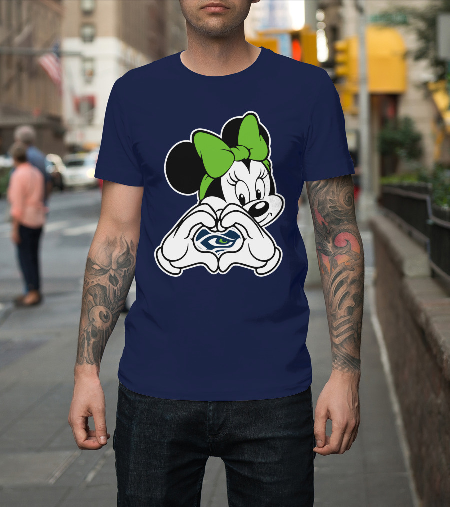 Minnie Mouse Heart Hands Seattle Seahawks T-Shirt