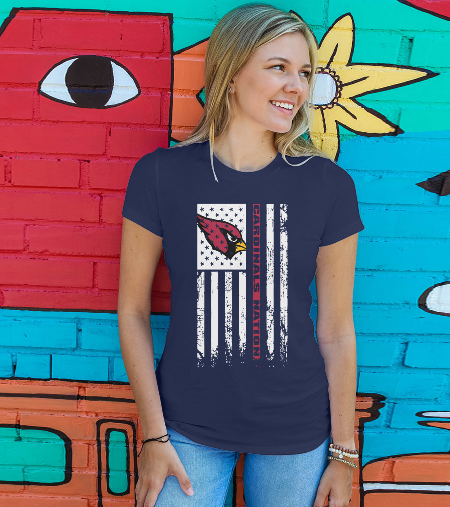 Cardinals Nation Flag Stars Stripes T-Shirt
