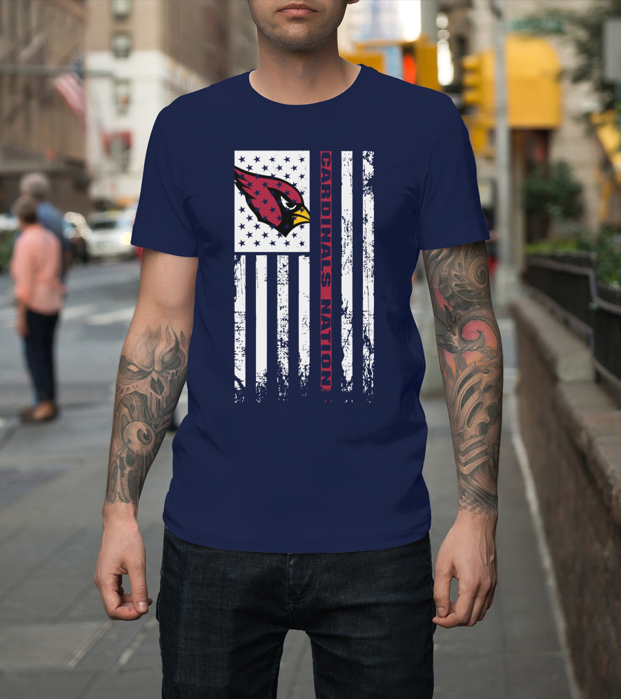 Cardinals Nation Flag Stars Stripes T-Shirt